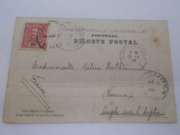 Portugal , Carte De Chaves 1903 Pour Angles Sur L Anglin - Briefe U. Dokumente