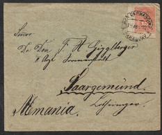 1892 PARAGUAY 15c W. SHEET BORDER Yv.26 ON COVER TO SAARGEMÜND, GERMANY - Paraguay