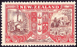 NEW ZEALAND 1946 QEII 6d Chocolate & Vermillion SG674 MH - Gebraucht