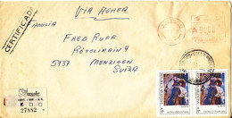 Argentina Registered Cover Sent Air Mail To Switzerland 5-4-1989 Topic Stamps And Meter Cancel - Lettres & Documents