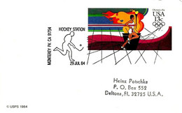 USA - 1984 MONTEREY XXIII Olimpiade Los Angeles Olympic Games HOCKEY Su Intero Postale Olimpiade - 7510 - Hockey (Veld)