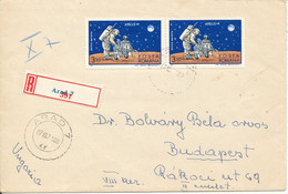 Romania Registered Cover Sent To Hungary Arad 7-10-1971 Topic Stamps Space Apollo 14 See Backside Of The Cover - Brieven En Documenten