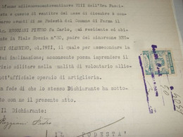 DOCUMENTO CON MARCA DA BOLLO MUNICIPALE PARMA - Historical Documents