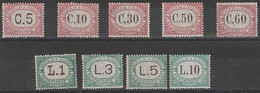 498 San Marino - Segnatasse  1924 - Colori Dei Riquadri Cambiati N. 10/18. Cert. R. Diena. Cat. € 2250,00MNH - Segnatasse