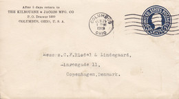 United States Postal Stationery Ganzsache PRIVATE Print THE KILBOURNE & JACOBS Mfg. Co, COLUMBUS Ohio 1915 Denmark - 1901-20