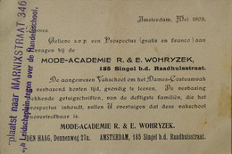 Amsterdam // Reklame Mode Academie R & W. Wohryzek - Singel 185 (Luna - Maan) 1903 - Amsterdam