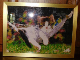 Tableau Perles ( Diamond Painting) : Chat Dans Hamac - Perles