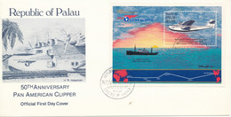 Palau FDC 22-11-1985 50th Anniversary Pan American Clipper Souvenir Sheet - Palau
