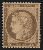 N°56, Cérès 30c Brun, Neuf * Avec Légère Trace De Charnière - TB - Certificat - 1871-1875 Ceres