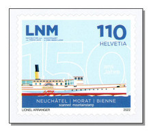 Switzerland 2022 (2/2022) 150 Years LNM Schaufelraddampfer - Bateau à Roues à Aubes - Ship Steam Boat - Dampfschiff MNH - Unused Stamps