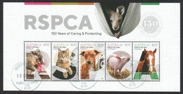 AUSTRALIA 2021 RSPCA 150 YEARS OF CARING AND PROTECTING DOG , HORSE , CAT , PIG ,SOUVENIR SHEET 5 STAMPS (**) - Used Stamps