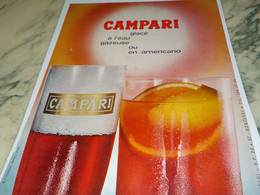 ANCIENNE PUBLICITE GLACE CAMPARI APERITIF 1966 - Alcools