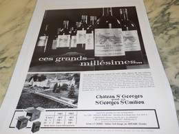 ANCIENNE PUBLICITE VIN CHATEAU ST GEORGE ST EMILION  1965 - Alcools