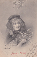 ILLUSTRATEUR WICHERA  -  M.M VIENNE N° 202- JOYEUX NOEL - Potrait Jeune Femme -houx- 1904 - Wichera