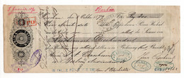 1879. CHEQUE,GERMANY,FRANCE,2 REVENUE STAMP,WARSAW,POLAND - Italia