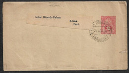 1892 PARAGUAY - USED 2c WRAPPER SENT TO LIMA, PERU - RARE - Paraguay