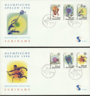 Suriname 1996, Olympic Games In Atlanta, Basketball, Running, Badminton, Swimming, Cycling, 6val In 2FDC - Badminton