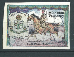 FRANCE VIGNETTE DELANDRE : Rare LINCOLNSHIRE Régiment CANADA - WWI Ww1 Cinderella Poster Stamp 1914 1916 - Vignettes Militaires
