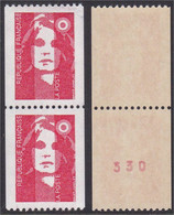 Marianne Du Bicentenaire - 1993 - TVP Rouge - Roulette - Paire  Y & T N° 2819 & 2819 A - Coil Stamps