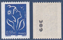 Marianne De Lamouche - 2005 - 0,55 € Bleu - Roulette Avec N° à Gauche - Y & T N° 3807 - Nuevos
