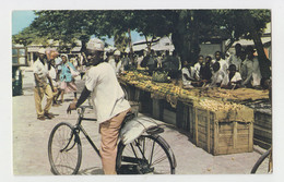 African Market Marché Africain Dar Es Salaam Tanzania Man With Bycicle Scene Vintage Photo Postcard RPPc CPA (4173) - Tanzanie