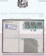 Ireland 1922-23 Thom Saorstat 4d Control U22 Imperf Corner Strip Of 3 Plate 3 Used On Cover RINGSEND DUBLIN AU 23 - Cartas