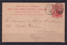 Tarjeta Postal - 1894 - Irlanda - Peckham  To Barcelona - Ganzsachen