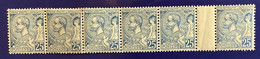 1901 Yv.25 ** MNH: Albert 1er 25c Bleu Neuf Sans Charniére Gomme D‘ Origine, Rare Bande Interpanneau (Monaco Millésime - Unused Stamps