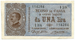 1 LIRA BUONO DI CASSA EFFIGE VITTORIO EMANUELE III 02/09/1914 QSPL - Andere