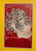 17747 -  Portrait De Jeune Fille Et Fleurs Sur Fond Rouge 1902 - 1900-1949