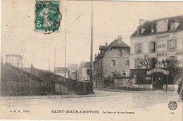 Saint Maur -creteil,la Gare Et La Rue Leroux,cachet 1912 - Saint Maur Des Fosses