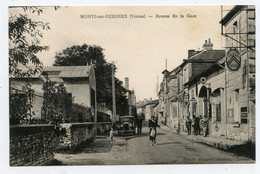 Monts Sur Guesnes Vienne Avenue De La Gare,garage Citroen,plaque Publicitaire.michelin.automobile Ancienne Carte Animée - Monts Sur Guesnes