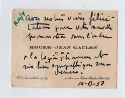 VP19.810 - PARIS 1950 - CDV - Carte De Visite - Mr Roger - Jean GAULON ( Ecrivain ) - Cartes De Visite