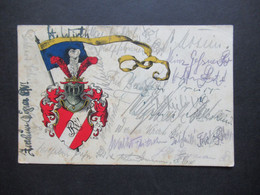 AK / Litho 1925 Schulen / Studentika Literarischer Verein Der Realgymnasiasten Zu Chemnitz Mit Wappen Und Flagge - Scuole
