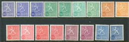 FINLAND 1963  Definitive: Lion With Both Types And  Papers MNH / **  Michel 556-61x I+II, 556-59y I+II, 575 - Ungebraucht
