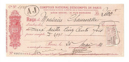 120/ Timbres Fiscaux Sur Documents : TF Quittances Sur Reçu 1925 - TF Dimension (surchargé) Sur Cert. De Résidence 1945 - Briefe U. Dokumente