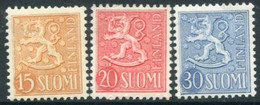 FINLAND 19567 Definitive: Lion 15, 20, 30 M MNH / **.  Michel 458-60 - Neufs