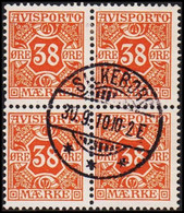 1907. Newspaper Stamps. 38 Øre Orange. Wmk. Crown. 4-block. (Michel V6X) - JF521009 - Portomarken