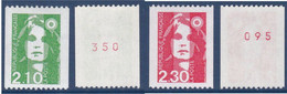Marianne Du Bicentenaire - 1990 - Roulette Avec N° Rouge - Paire Y & T N° 2627a & 2628a - Roulettes