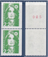 Marianne Du Bicentenaire - 1991 -2,20 F Vert -  Roulette Avec N° Rouge - Paire Y & T N° 2718 & 2718 A - Francobolli In Bobina