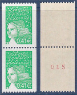 Marianne De Luquet - 2002 - 0,41 Vert - Roulette Paire Avec Et Sans N° Rouge - Y & T N° 3458 & 3458 A - Francobolli In Bobina