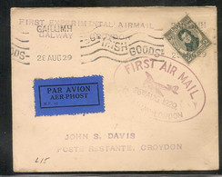 IRELAND - EIRE - 1929 COVER - EXPERIMENTAL FIRST AIR MAIL FLIGHT GALWAY - CROYDON  Scarce GAILLIMH Mech Cancel - Posta Aerea