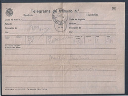 Telegram In Transit Mod. 73. Obliteration Of The Post Office Of S. Martinho Do Porto, Alcobaça. Télégramme En Transit Mo - Brieven En Documenten