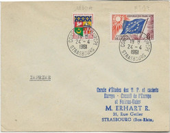 LETTRE AFFRANCHIE TIMBRE DE SERVICE N°17 - + TIMBRE N° 1230 A -ANNEE 1961 - Storia Postale