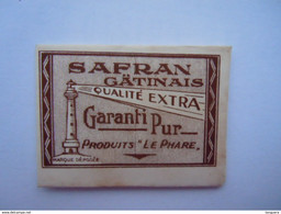 Saffraan Safran Gätinais Produits "Le Phare" Qualité Extra Oud Lege Verpakking Ancienne Emballage Vide - Other & Unclassified