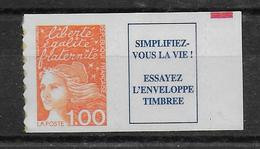 LUQUET - 1997 - YVERT N° 3101a  - ADHESIF  ISSU De CARNET - 1997-2004 Marianne (14. Juli)