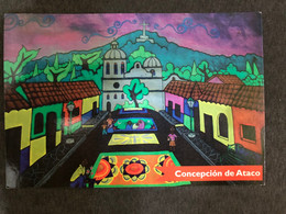 Postcard Painting From Concepcion De Atacó  2015 ( Coat Of Arms La Paz Stamps) - El Salvador