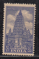 3½as MNH India Archaeological Series 1949, Mahabodhi Temple, Bodh Gaya, Buddhism - Neufs