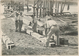MAROC DAR BEL HAMRI PRISONNIERS ET INDIGENES CONSTRUCTION D'UN PONT SUR L'OUED BEHT 1916 WW1 - Guerra, Militares