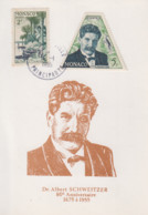 Carte  Maximum  1er  Jour    MONACO    Docteur   Albert   SCHWEITZER    1955 - Albert Schweitzer